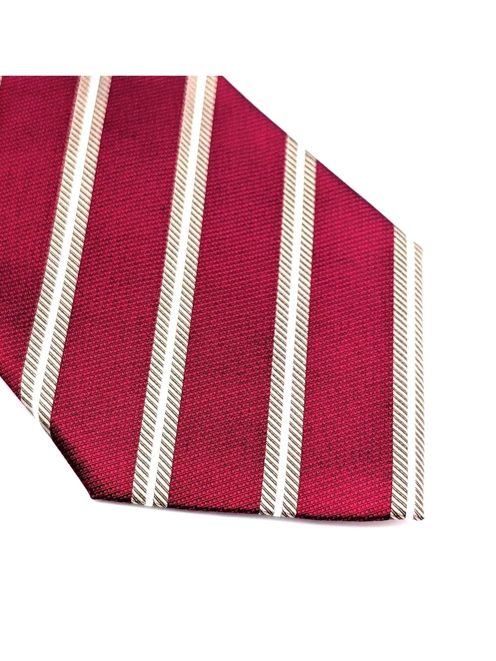 Vintage 90s Izod Repp Tie Diagonal Stripe Classic Prep Academia Crimson Gold